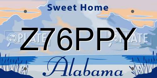 Z76PPY Alabama License Plate