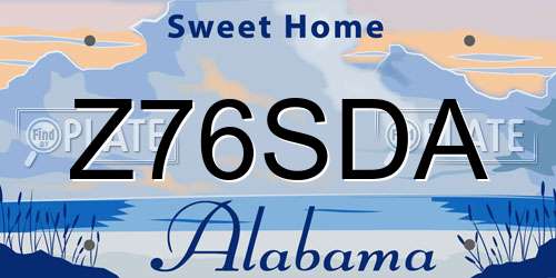 Z76SDA Alabama License Plate