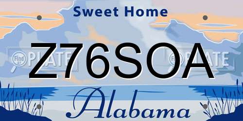 Z76SOA Alabama License Plate