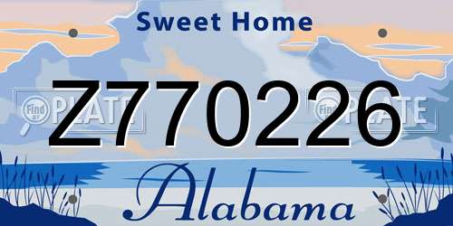 Z770226 Alabama License Plate