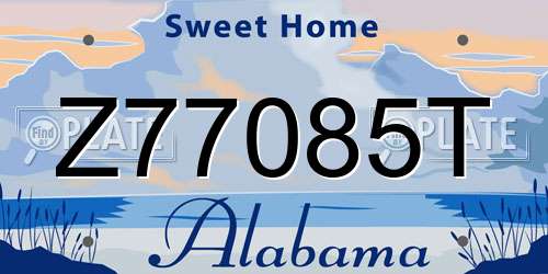 Z77085T Alabama License Plate
