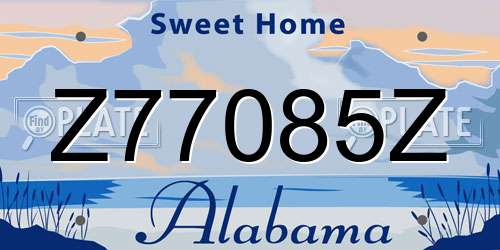 Z77085Z Alabama License Plate
