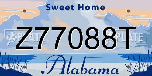 Z77088T Alabama License Plate