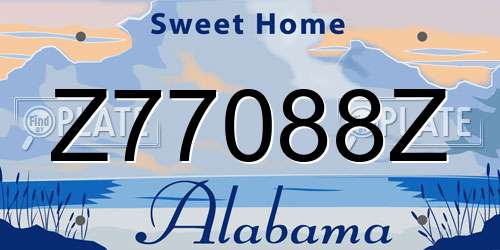Z77088Z Alabama License Plate