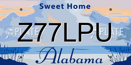 Z77LPU Alabama License Plate