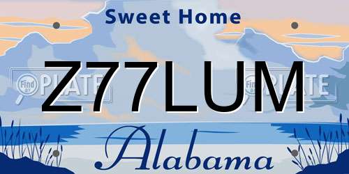 Z77LUM Alabama License Plate