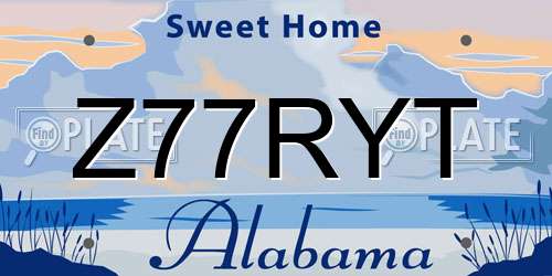 Z77RYT Alabama License Plate