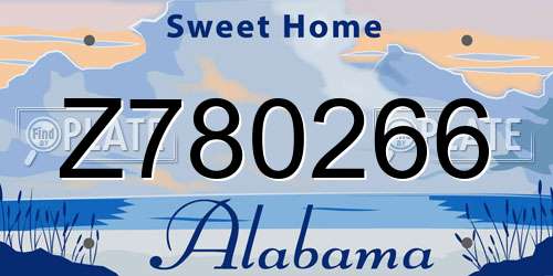 Z780266 Alabama License Plate