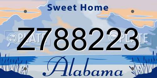 Z788223 Alabama License Plate