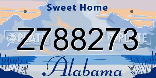 Z788273 Alabama License Plate