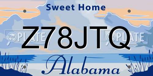 Z78JTQ Alabama License Plate