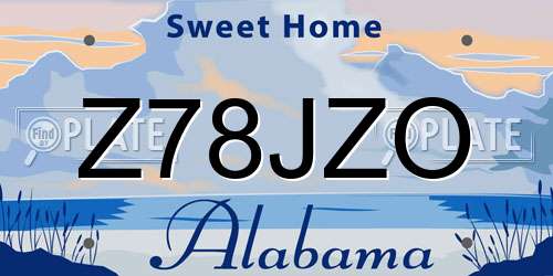 Z78JZO Alabama License Plate