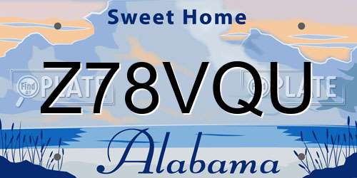 Z78VQU Alabama License Plate