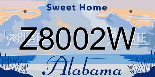 Z8002W Alabama License Plate