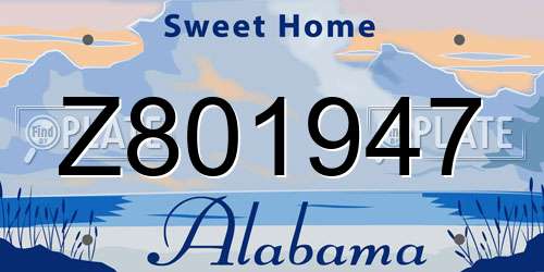 Z801947 Alabama License Plate