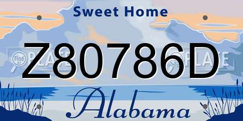 Z80786D Alabama License Plate