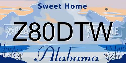 Z80DTW Alabama License Plate