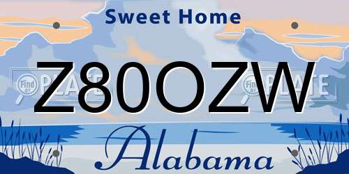 Z80OZW Alabama License Plate