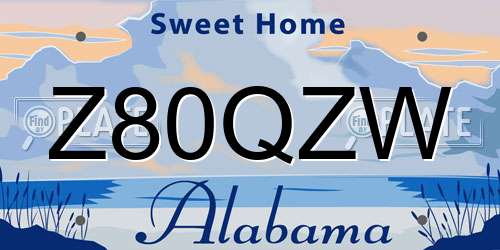 Z80QZW Alabama License Plate