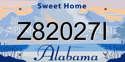 Z82027I Alabama License Plate