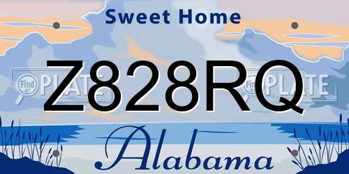 Z828RQ Alabama License Plate