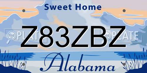 Z83ZBZ Alabama License Plate