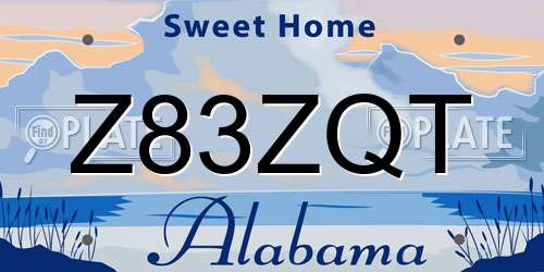 Z83ZQT Alabama License Plate