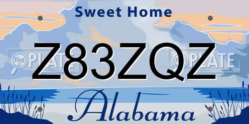 Z83ZQZ Alabama License Plate