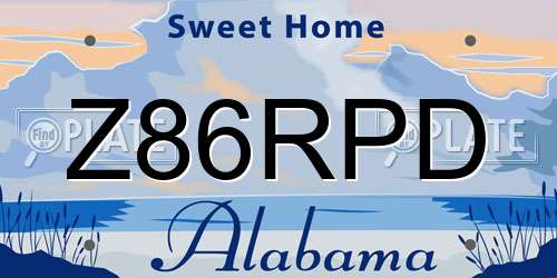Z86RPD Alabama License Plate