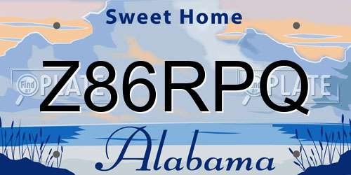 Z86RPQ Alabama License Plate