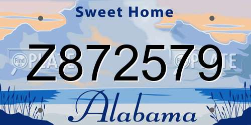 Z872579 Alabama License Plate