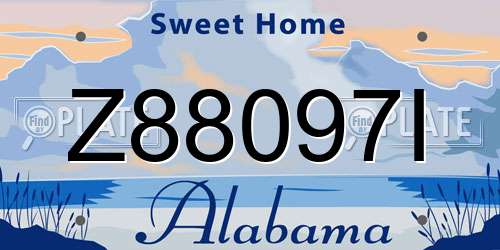 Z88097I Alabama License Plate