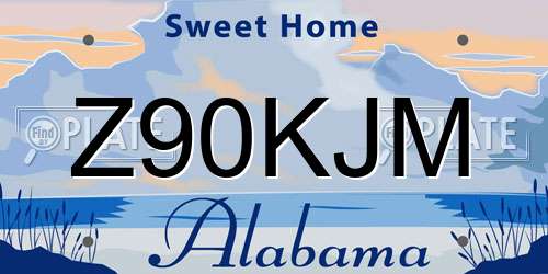 Z90KJM Alabama License Plate