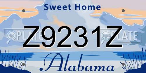 Z9231Z Alabama License Plate