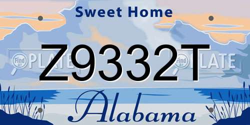 Z9332T Alabama License Plate