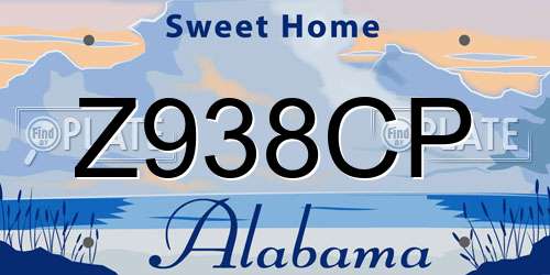 Z938CP Alabama License Plate