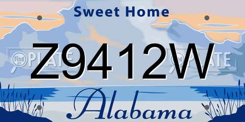 Z9412W Alabama License Plate