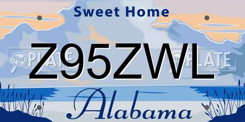 Z95ZWL Alabama License Plate