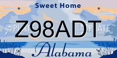 Z98ADT Alabama License Plate