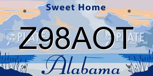 Z98AOT Alabama License Plate