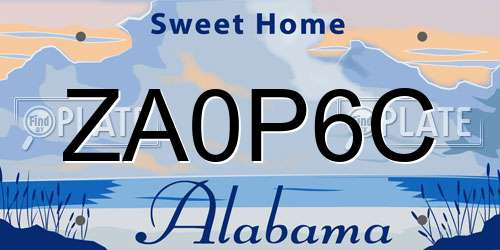 ZA0P6C Alabama License Plate