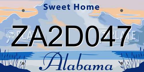 ZA2D047 Alabama License Plate