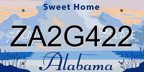ZA2G422 Alabama License Plate