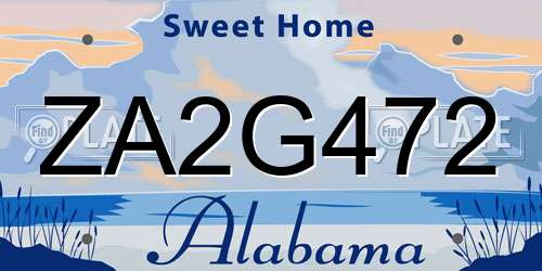 ZA2G472 Alabama License Plate
