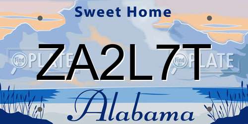 ZA2L7T Alabama License Plate