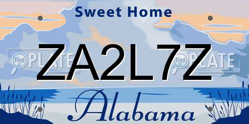 ZA2L7Z Alabama License Plate