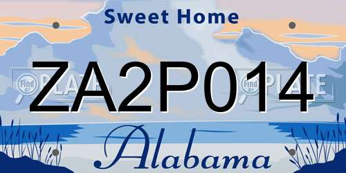 ZA2P014 Alabama License Plate