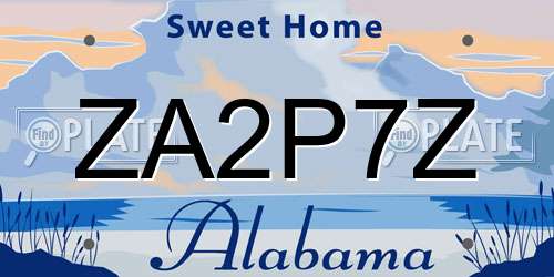 ZA2P7Z Alabama License Plate