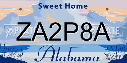 ZA2P8A Alabama License Plate