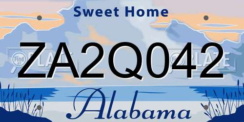 ZA2Q042 Alabama License Plate